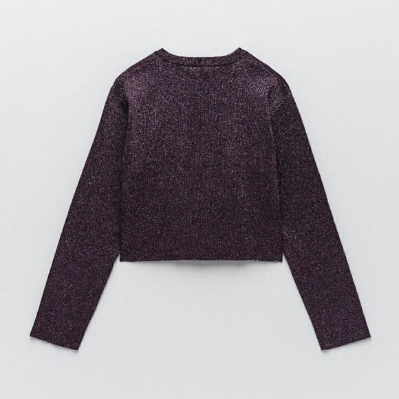 Zara Metallic Deep Red Merlot  Shimmer Cardigan size S - Picture 13 of 15